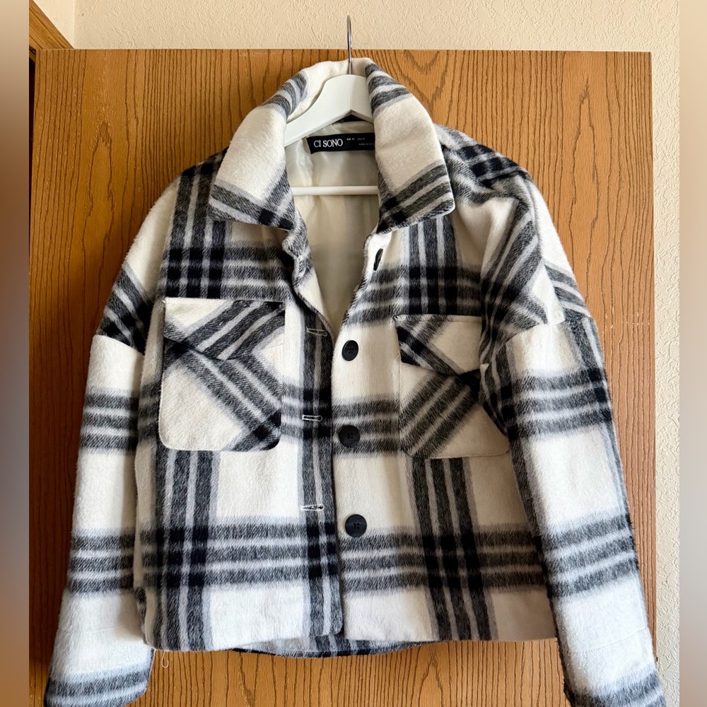 Ci Sono Monochrome Plaid jacket